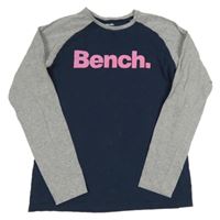 Tmavomodro-šedé triko s logem Bench