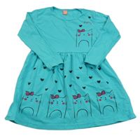 Tyrkysové šaty s kočičkami Rudi 
