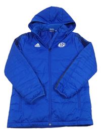 Safírová šusťáková zimní bunda s kapucí Adidas