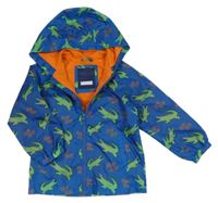 Modrá šusťáková jarní bunda s krokodýly a kapucí Urban