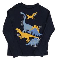 Tmavomodré triko s dinosaury C&A
