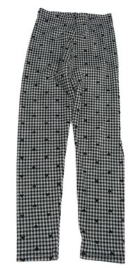 Černo-bílé kostkované legíny se srdíčky Nutmeg 