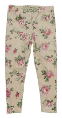 Světlerůžové plyšové kalhoty s květy Btween