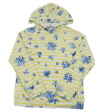 Bílo-žlutá pruhovaná mikina s kytičkami a kapucí Joules