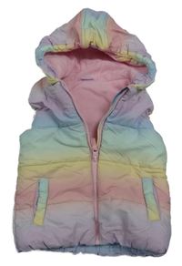 Barevná pruhovaná šusťáková zateplená vesta s kapucí Dunnes