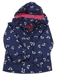 Tmavomodrá šusťáková jarní bunda s duhami a odepínací kapucí Impidimpi