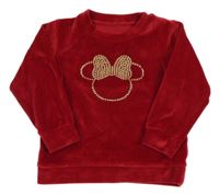 Červená sametová mikina s Minnií z plíšků George