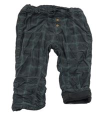 Tmavošedo-modré kostkované manšestrové podšité kalhoty H&M