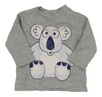 Šedá melírovaná mikina se zvířátkem