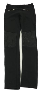 Černé tregíny se zipy H&M