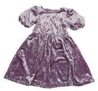 Fialové sametové lesklé šaty H&M