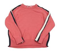 Korálový oversize svetr s proužky M&S