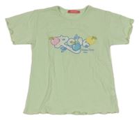 Světlezelené tričko s nápisem a jablíčky