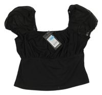Nové - Černá síťovaná crop halenka New Look