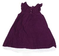 Tmavofialové manšestrové šaty kytčkami Jojo Maman Bébé