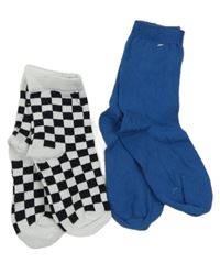 2x - Modré + bílo-černé kostkované ponožky vel. 23-36