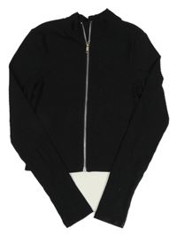 Černé žebrované propínací crop triko New Look