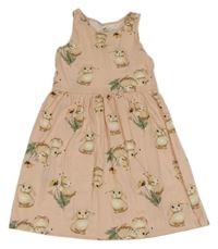 Světleoranžové bavlněné šaty se zajíčky H&M