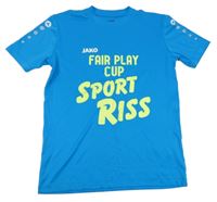 Azurové sportovní tričko s nápisem Jako