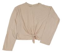 Světlerůžové crop nařasené triko H&M