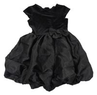 Černé sametovo/šusťákové balonové šaty s mašlí H&M