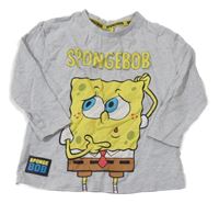 Šedé melírované triko se Spongebobem 