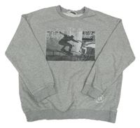 Šedá melírovaná mikina se skateboardistou H&M