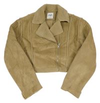 Béžový semišový zateplený crop křivák Zara