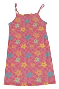 Růžové kytičkované tylové šaty Primark 