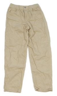 Béžové manšestrové loose fit kalhoty H&M
