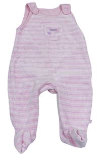 Světlerůžovo-růžovo-bílé pruhované sametové dupačky se srdíčkem Mothercare