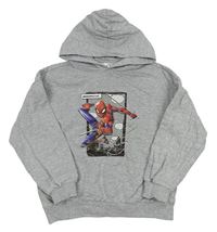 Šedá melírovaná mikina se Spider-manem a kapucí MARVEL