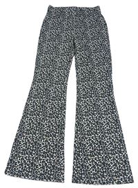 Smetanovo-černo-hnědé vzorované flare kalhoty PRIMARK
