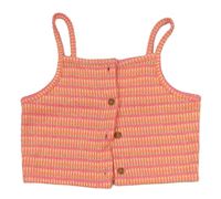 Růžovo-neonově zeleno/žluto/oranžový vzorovaný melírovaný úpletový propínací crop top Matalan