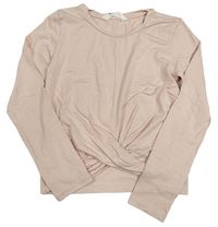 Pudrové crop triko s překřížením H&M