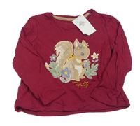 Nové - vínové triko s veverkou PRIMARK