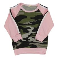 Army-světlerůžová mikina s pruhy