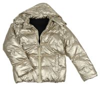 Cínová prošívaná šusťáková zimní bunda s odepínací kapucí UBS.2