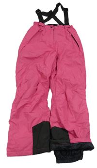 Tmavorůžovo-černé šusťákové funkční zimní oteplovačky s odepínacími kšandami crane