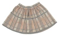 Pudrovo-smetanovo-šedá kostkovaná vlněná sukně