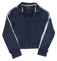 Tmavomodrá propínací sportovní mikina s batikovaným pruhem PRIMARK