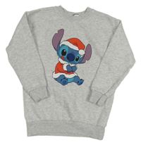 Světlešedá melírovaná mikina se Stitchem s vánočním motivem George