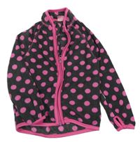 Černošedo-tmavorůžová puntíkatá fleecová propínací mikina Kiki&Koko