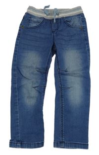 Modré teplákové rifle s úpletovým pasem PUSBLU