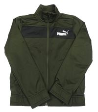 Tmavokhaki-černá propínací sportovní mikina s logem PUMA