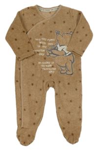 Hnědý melírovaný fleecový overal s Pú a hvězdičkami George