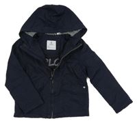 Tmavomodrá melírovaná šusťáková jarní parka s kapucí OKaïdi