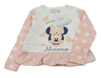 Nové - bílo-světlerůžové triko s Minnie a puntíky Disney