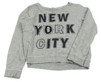 Šedá melírovaná crop mikina s nápisy H&M