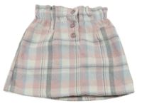 Světlerůžovo/světlemodro-bílo-šedá kostkovaná paper bag teplá sukně Nutmeg